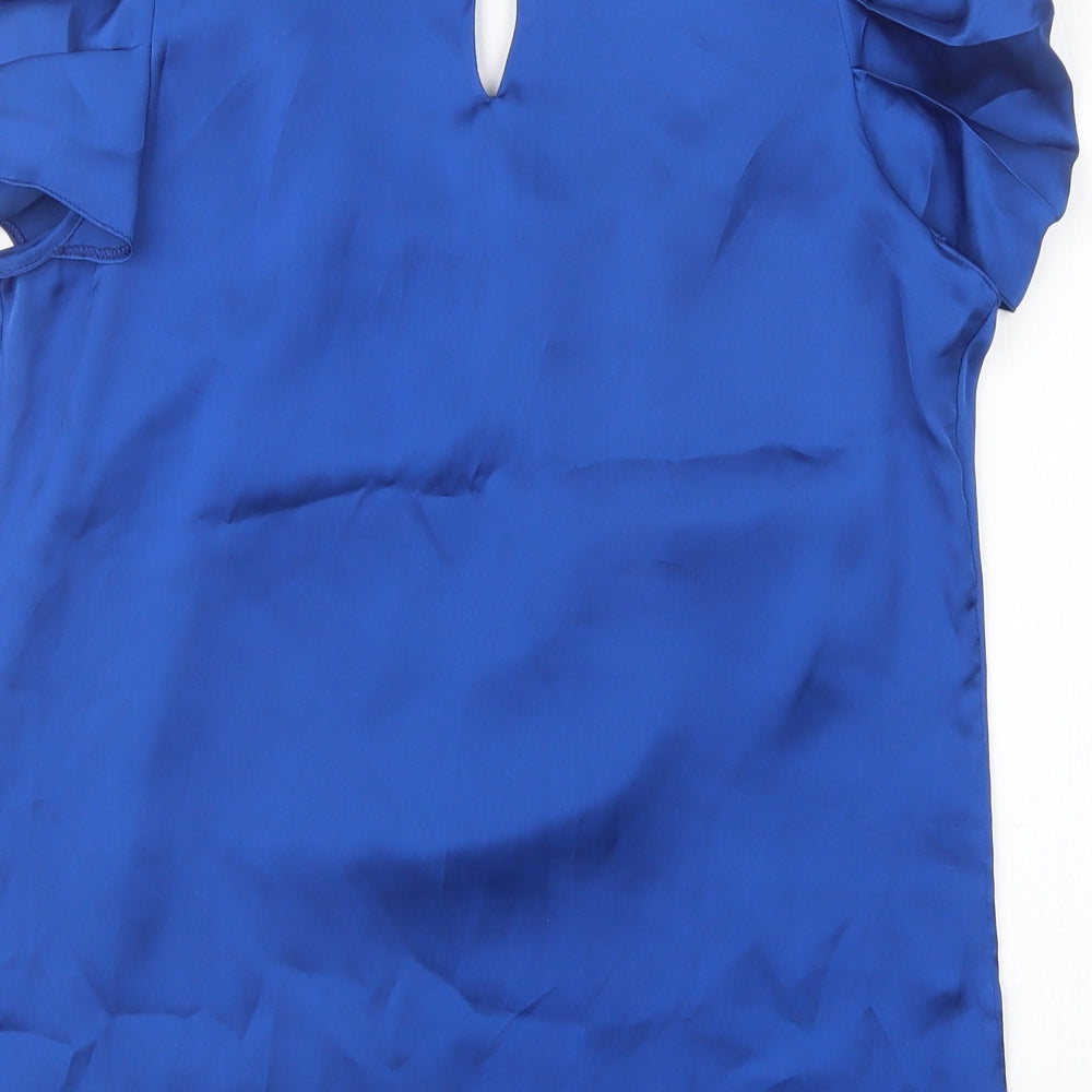 twentyten Womens Blue Satin Basic Blouse Size 8