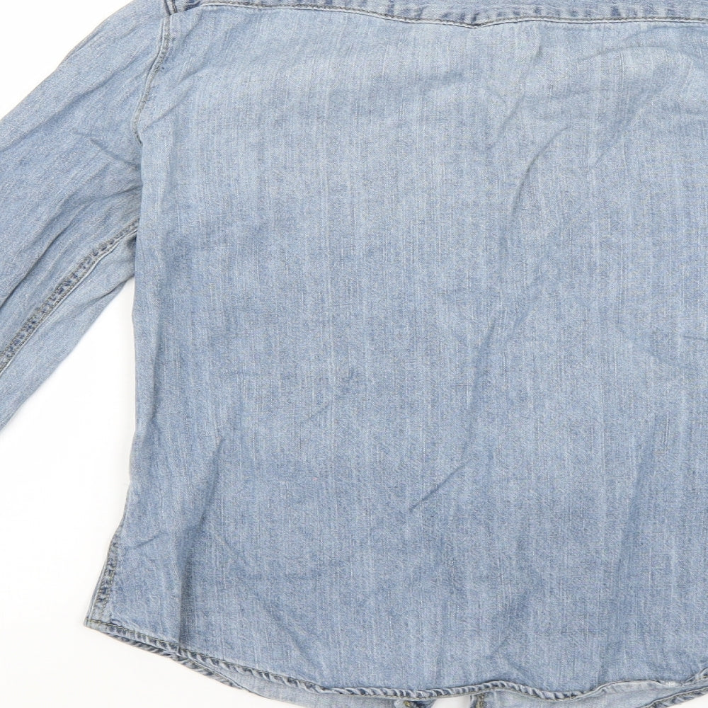 H&M Womens Blue Basic Button-Up Size 6
