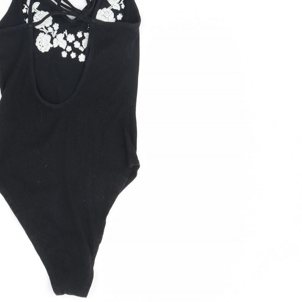 Topshop Womens Black Bodysuit One-Piece Size 6