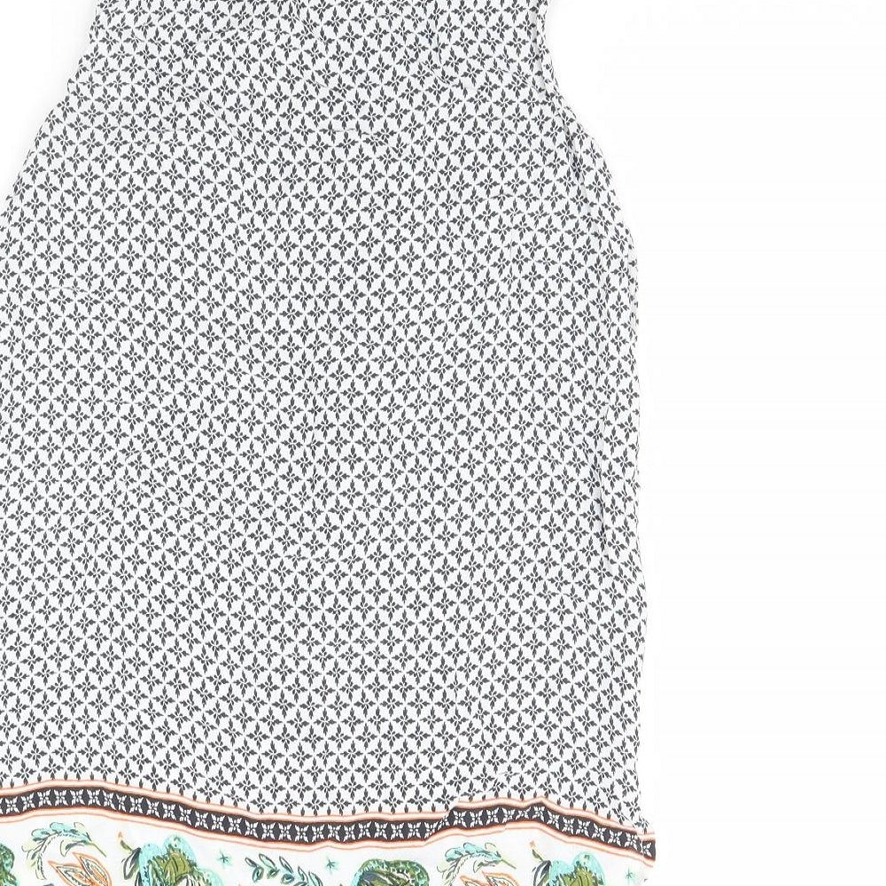 George Womens White Geometric Basic Button-Up Size 8