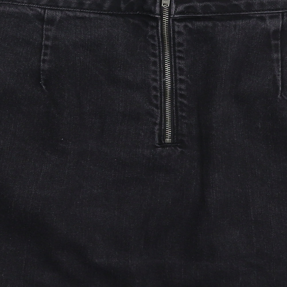 Topshop Womens Black Denim A-Line Skirt Size 30 in