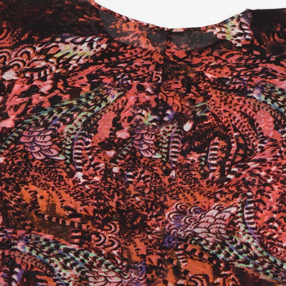 Peacocks Womens Pink Geometric Basic Blouse Size L