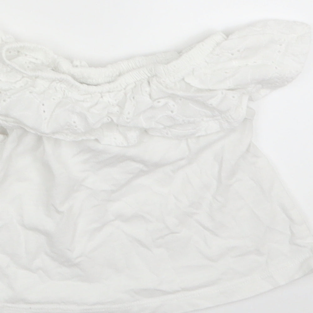 M&Co Girls White Basic T-Shirt Size 3-4 Years