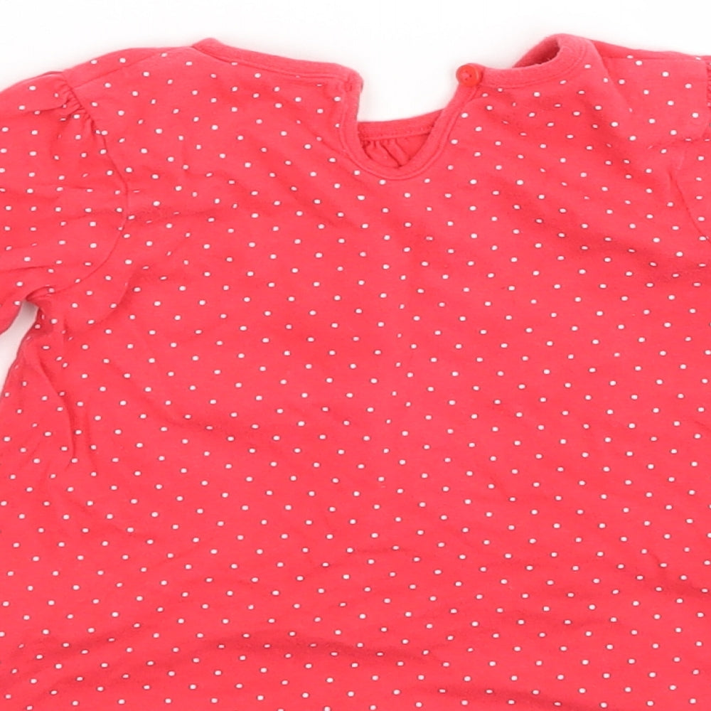 George Girls Red Spotted Basic T-Shirt Size 18-24 Months