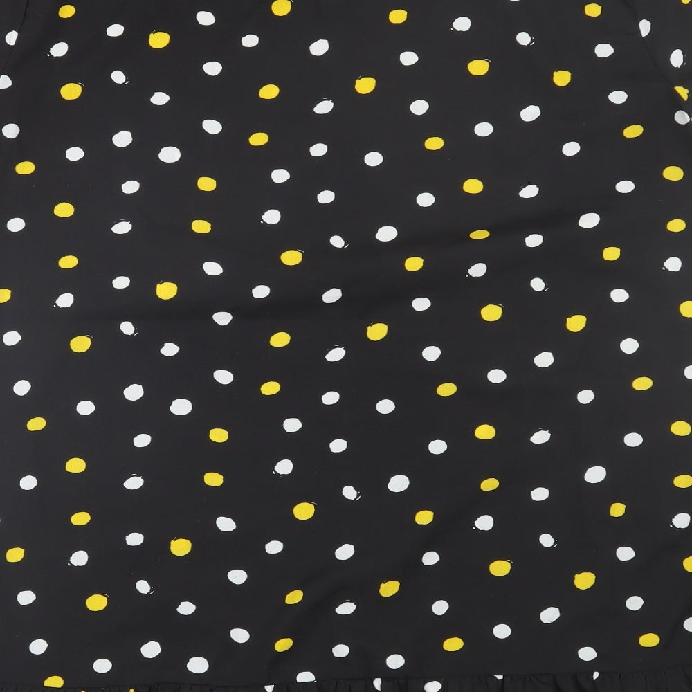 Wednesday Girl Womens Black Polka Dot Basic T-Shirt Size L