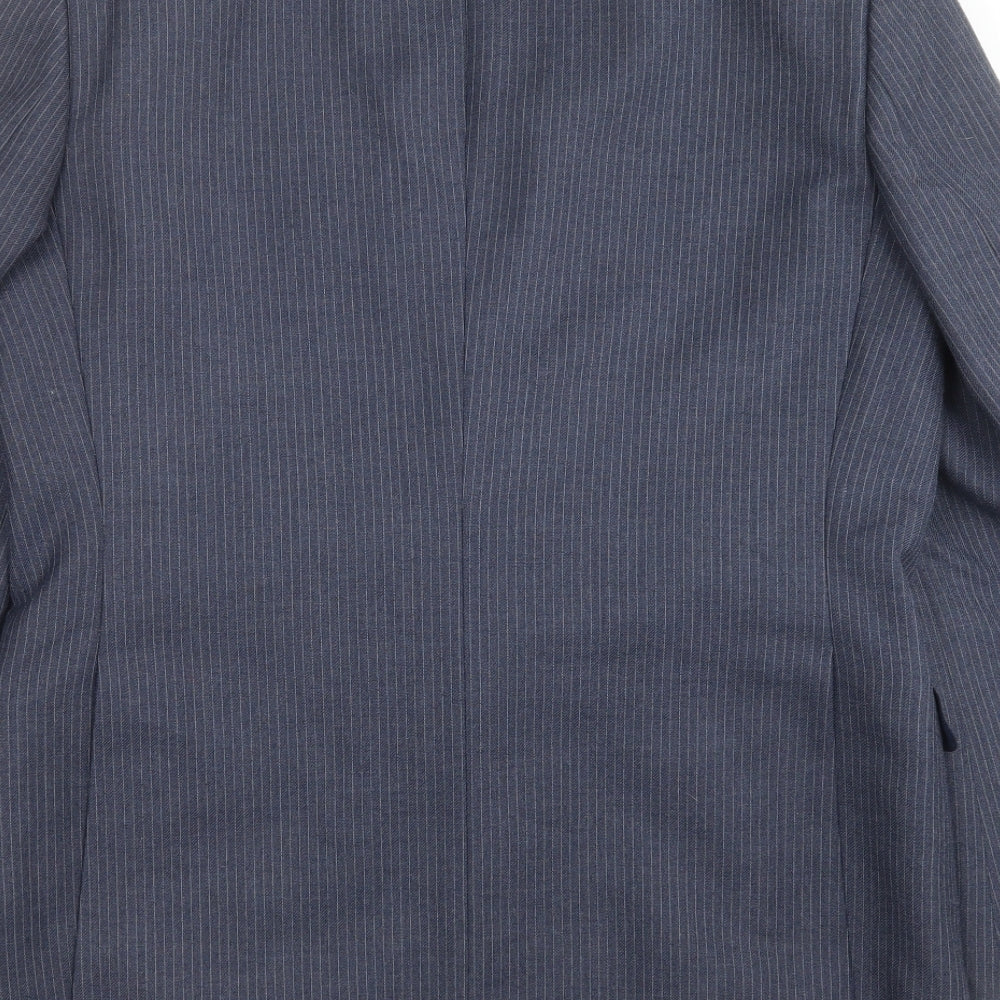 GREENWOODS Mens Blue Striped Jacket Suit Jacket Size 40