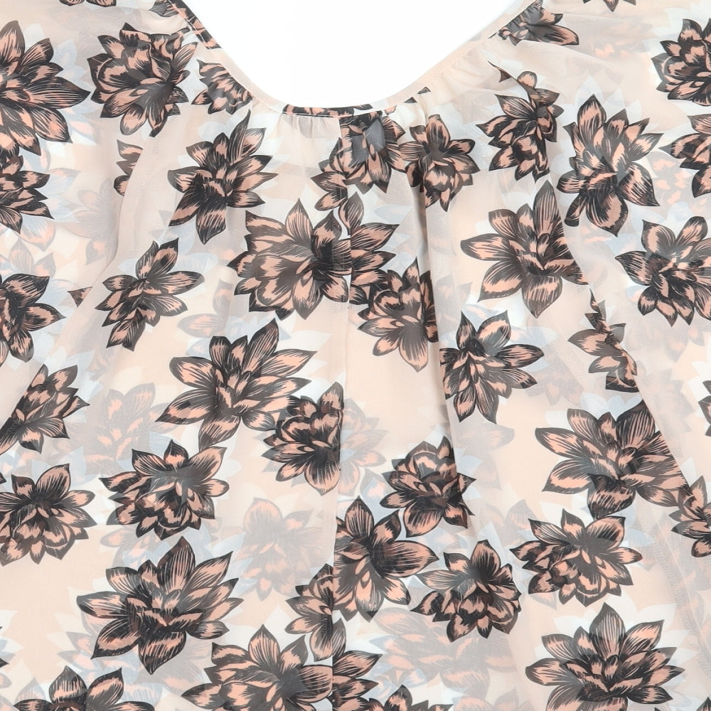 Internationale Womens Pink Floral Basic Blouse Size 10