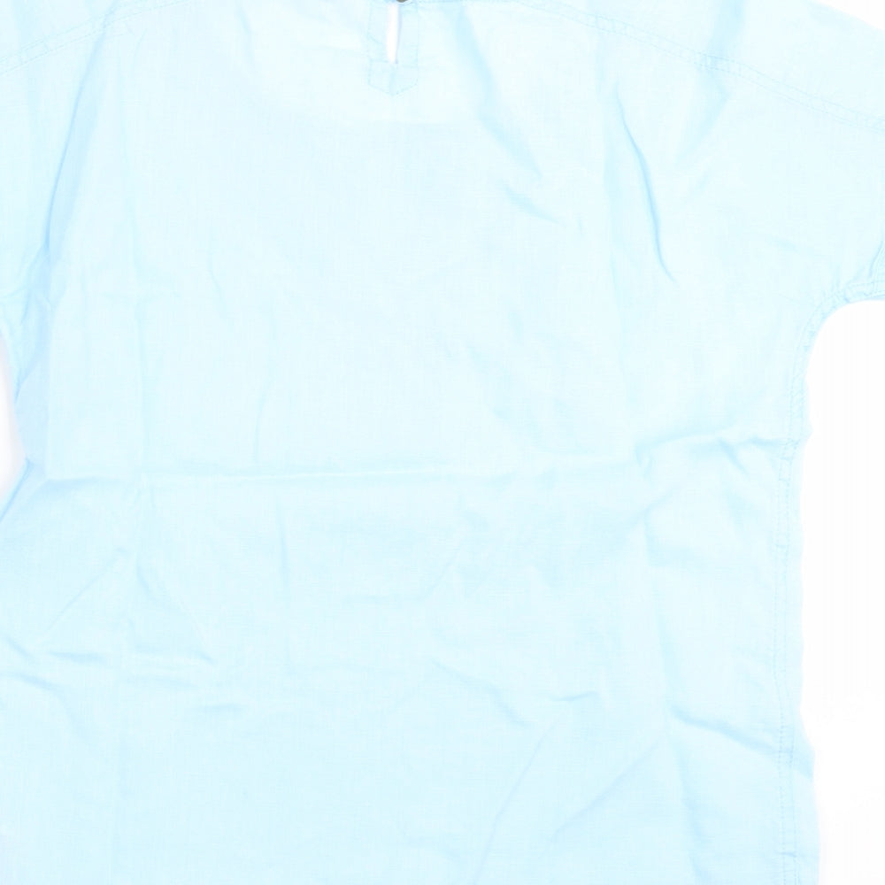 Marks & Spencer Womens Blue Basic Blouse Size 8 - Embroidered detail