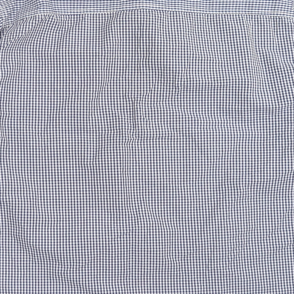Easy Mens Blue Check Button-Up Size 2XL