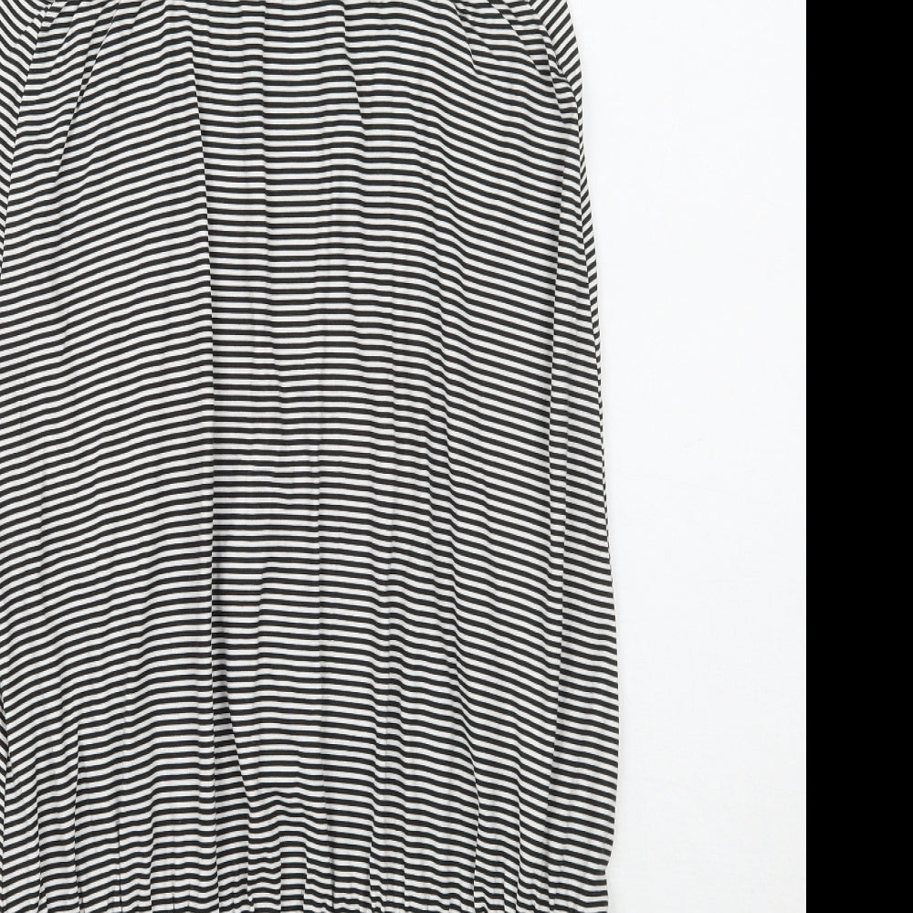 Boohoo Womens White Striped A-Line Size 8