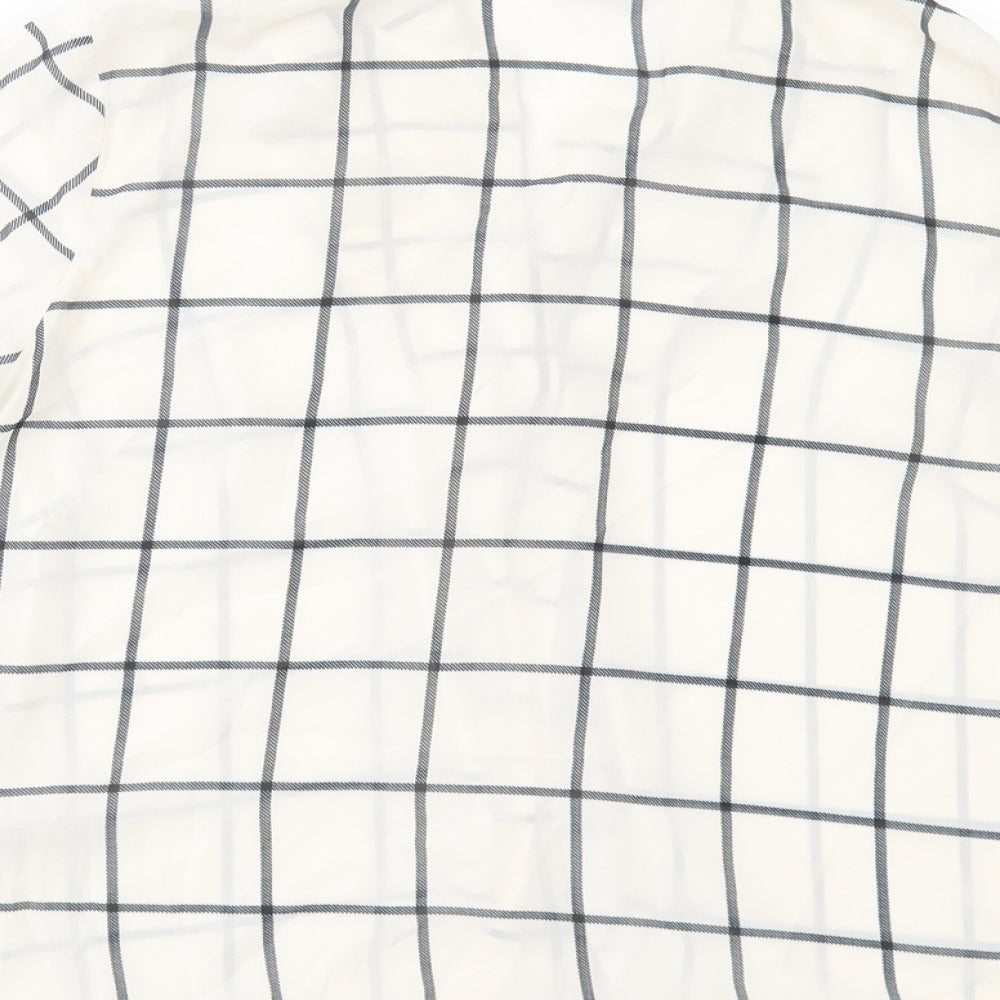 New Look Womens White Plaid Basic Button-Up Size 6