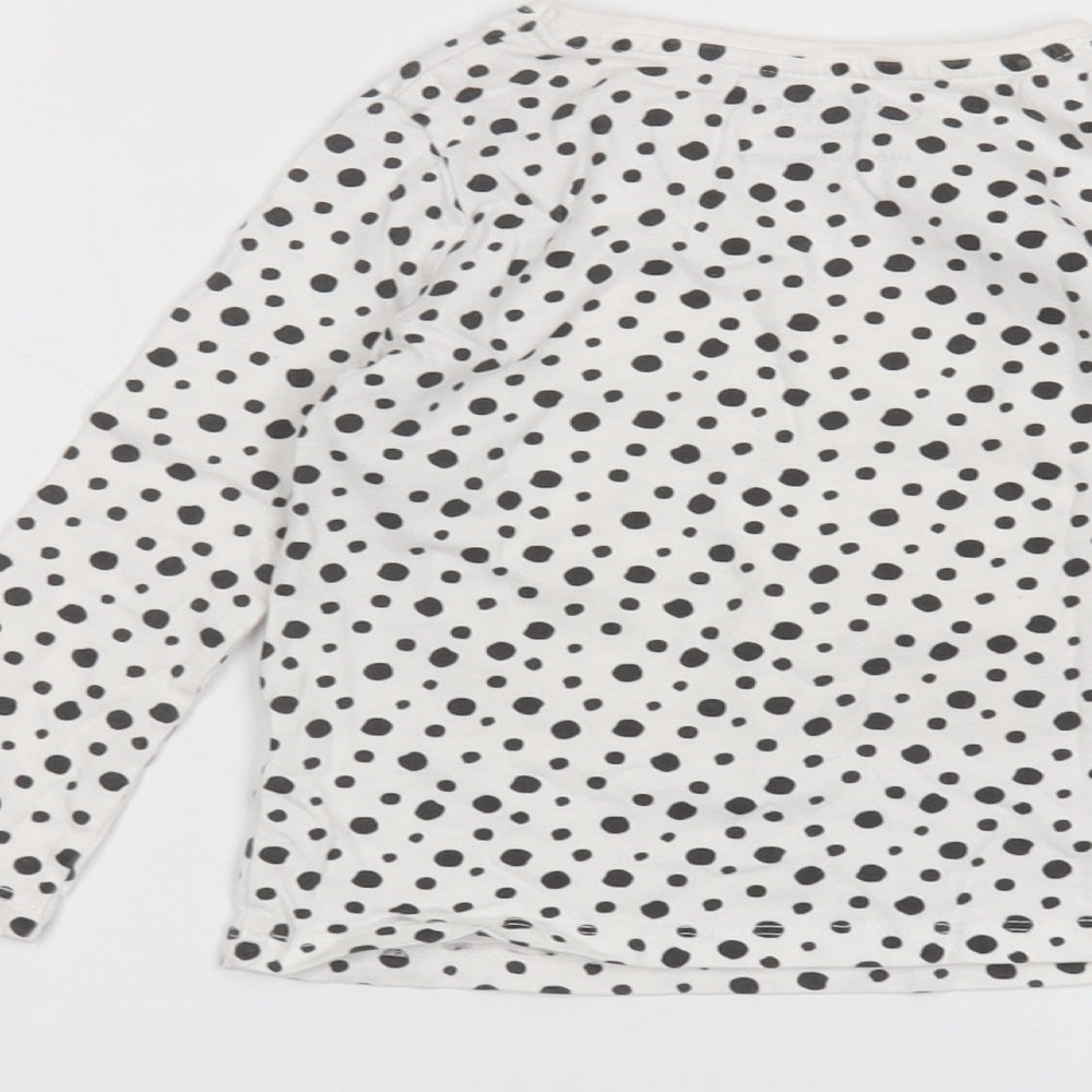 Primark Girls White Polka Dot Basic T-Shirt Size 2-3 Years