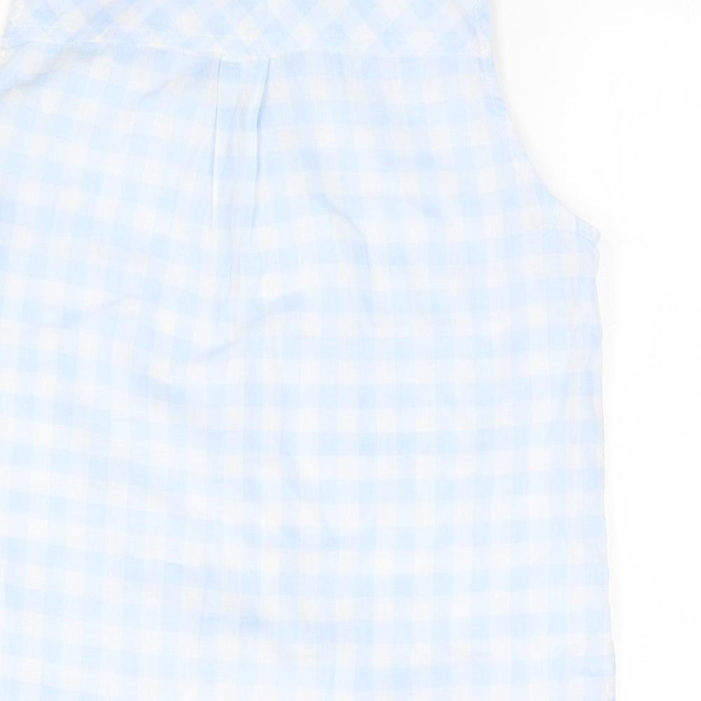 Bershka Womens Blue Check Basic Button-Up Size S