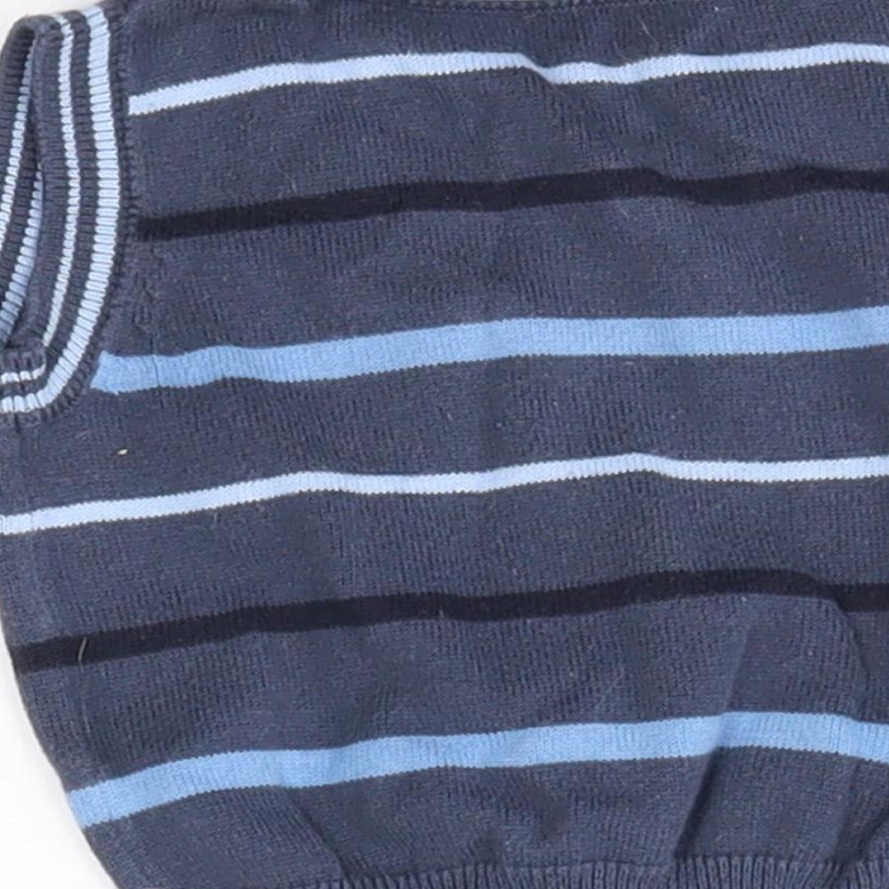 Matalan Baby Blue Striped Vest Jumper Size 0-3 Months