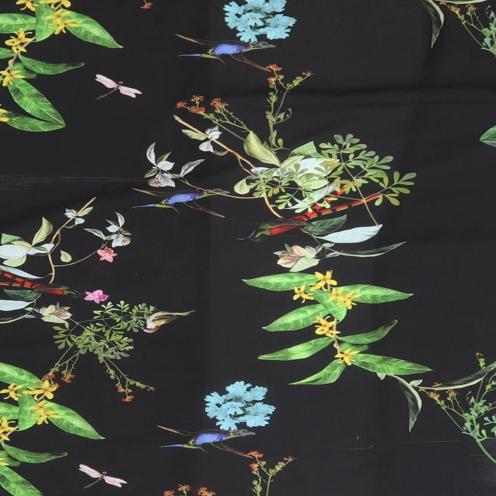 Boohoo Womens Black Floral Wrap Blouse Size L