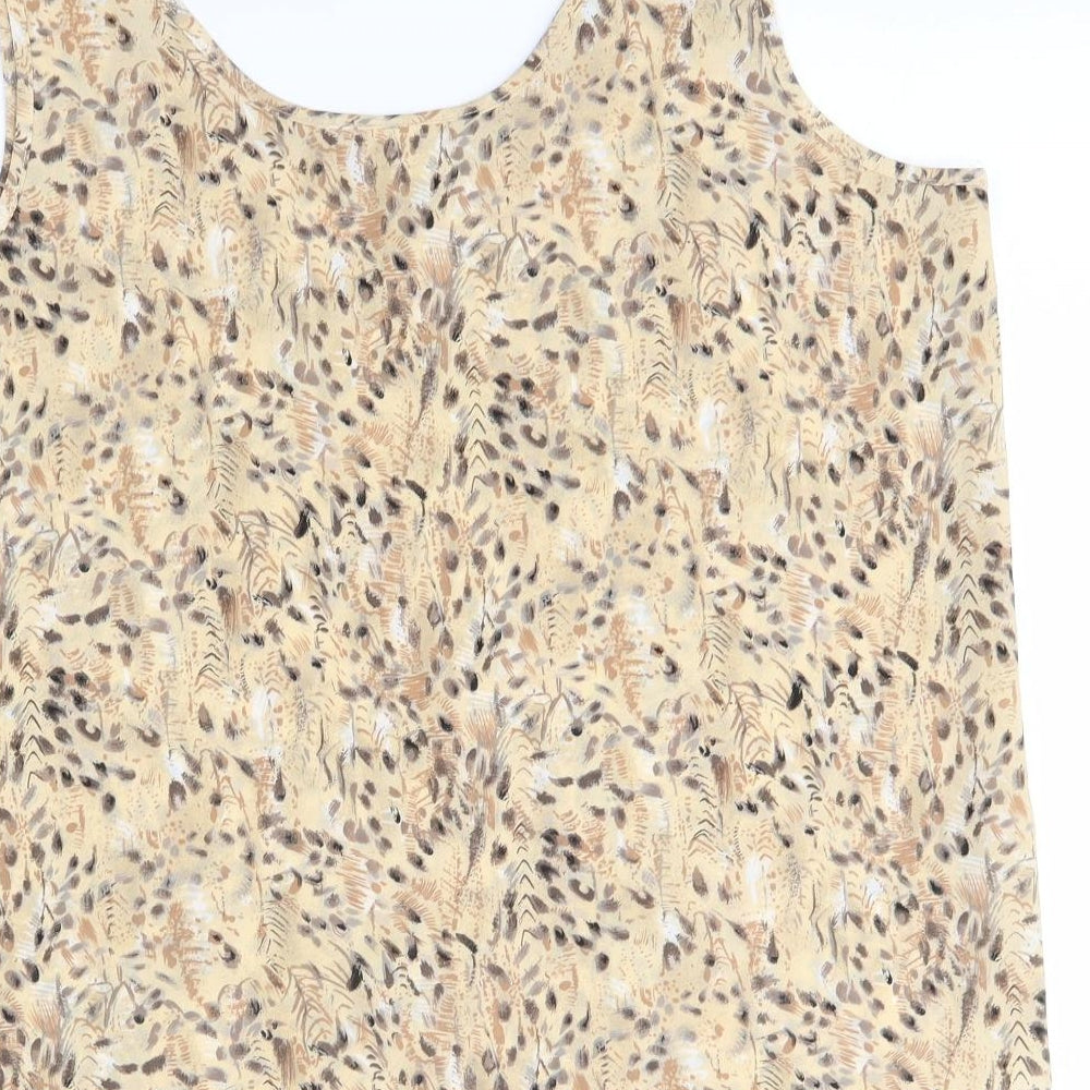 Al Paradise Tenerife Womens Beige Floral Basic Tank Size 16
