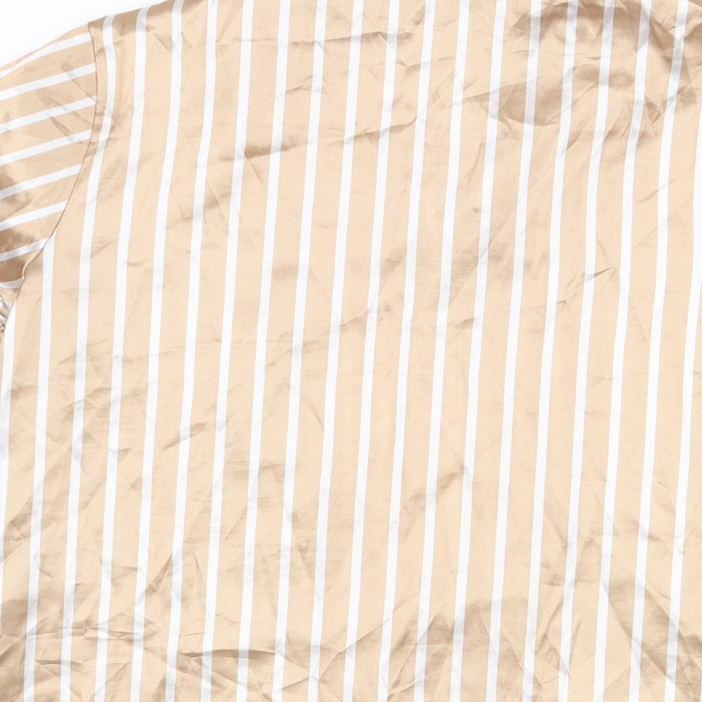PRETTYLITTLETHING Womens Gold Striped Top Pyjama Top Size 12