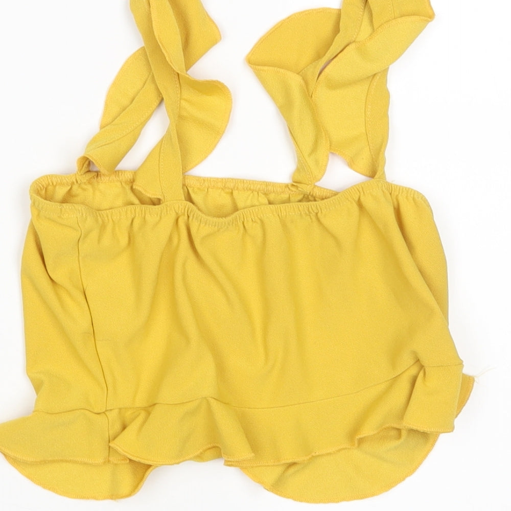 PRETTYLITTLETHING Womens Yellow Cropped Tank Size 12