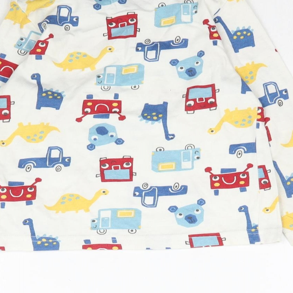 Nutmeg Baby White Solid Pyjama Top Size 18-24 Months - Dinosaurs & Cars