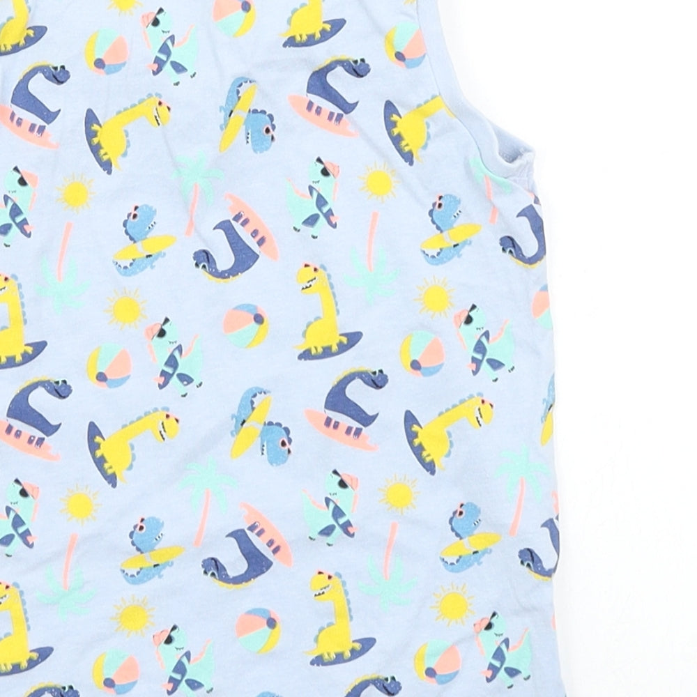 Matalan Boys Blue Basic Tank Size 3-4 Years - Dinosaur print