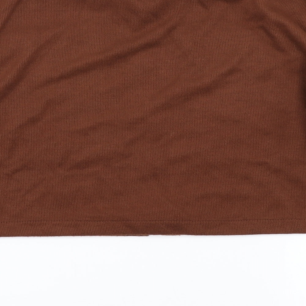 PRETTYLITTLETHING Womens Brown Cropped T-Shirt Size 6