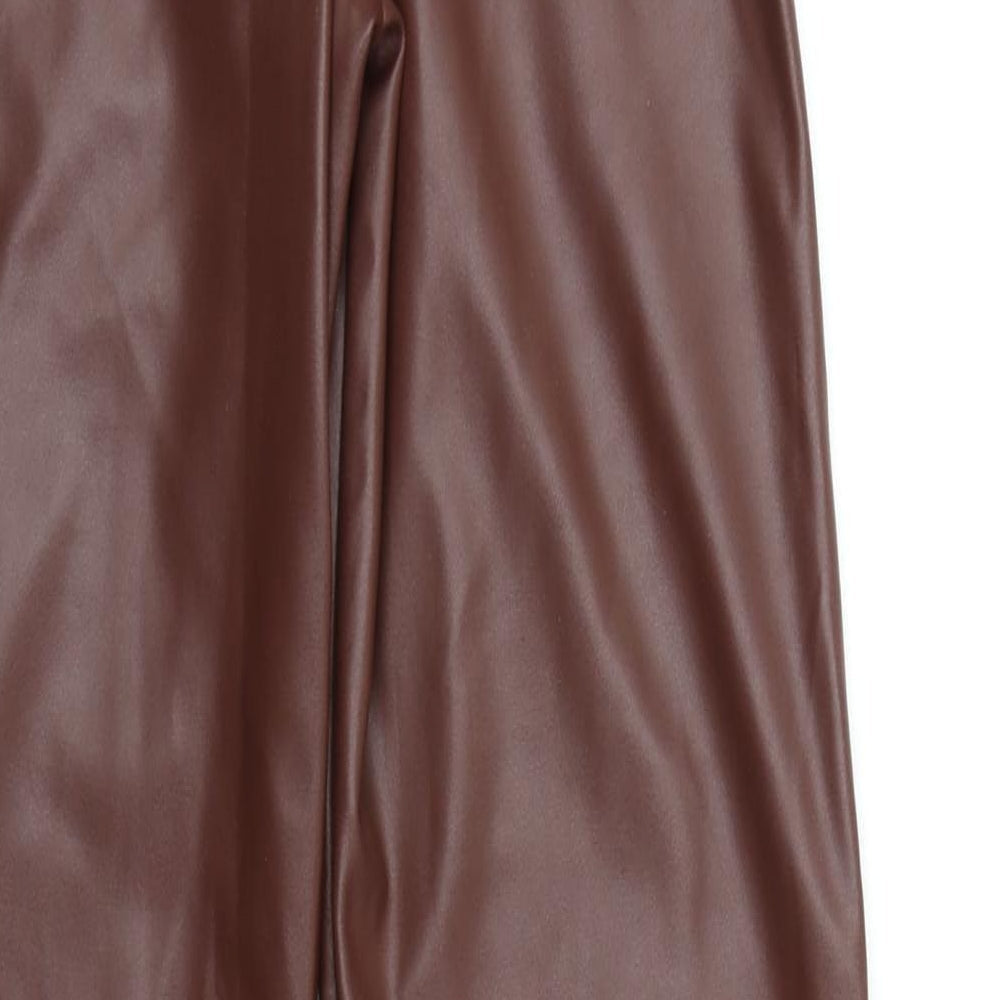 PRETTYLITTLETHING Womens Brown Trousers Size 4 L32 in