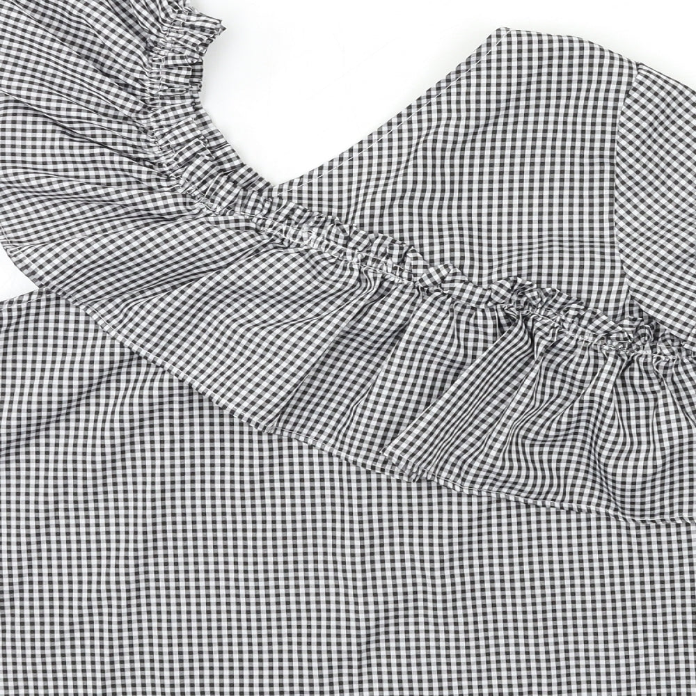 Only Womens Grey Check Basic Blouse Size M