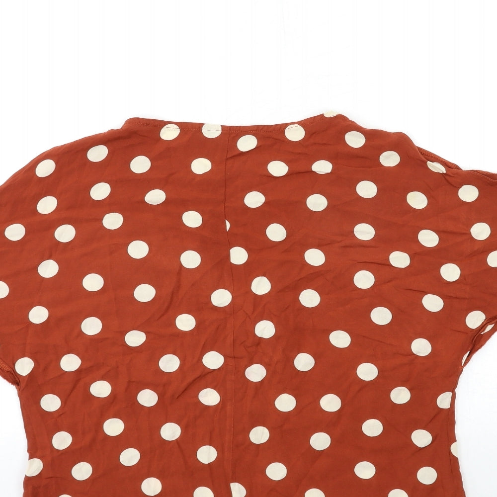 New Look Womens Brown Polka Dot Basic Blouse Size 12