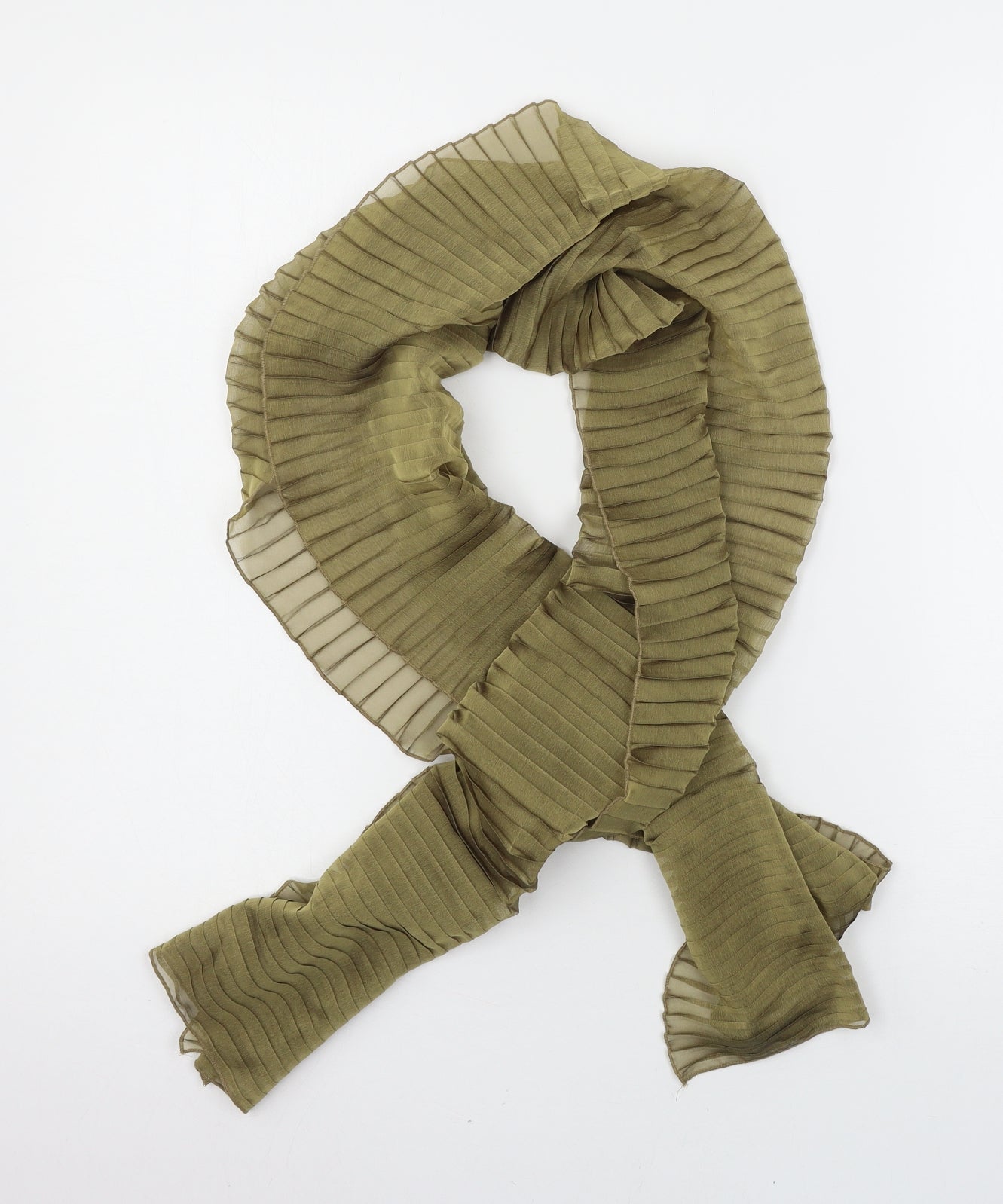 Preworn Womens Green Scarf - Pleated
