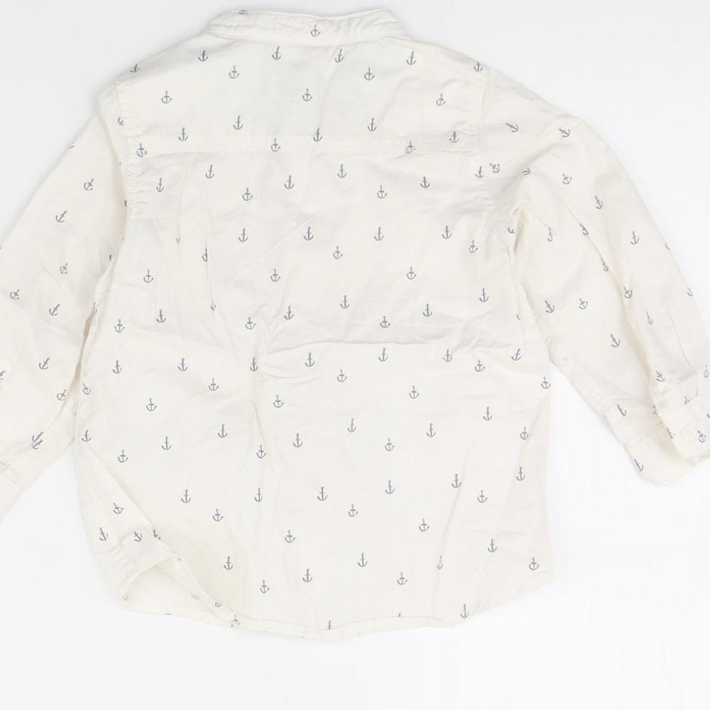 H&M Girls White Spotted Basic Button-Up Size 12 Months