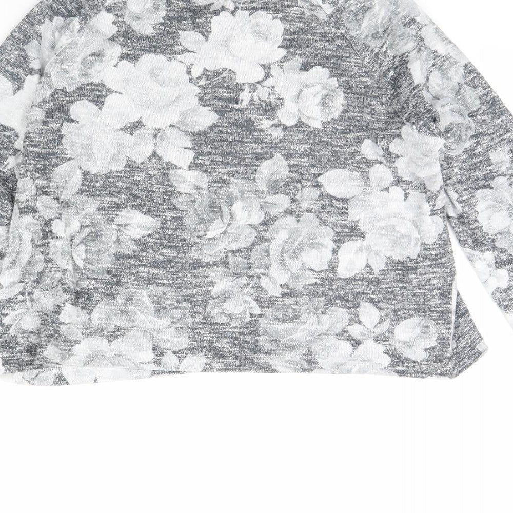 TALLY WEiJL Womens Grey Floral Pullover Jumper Size XS