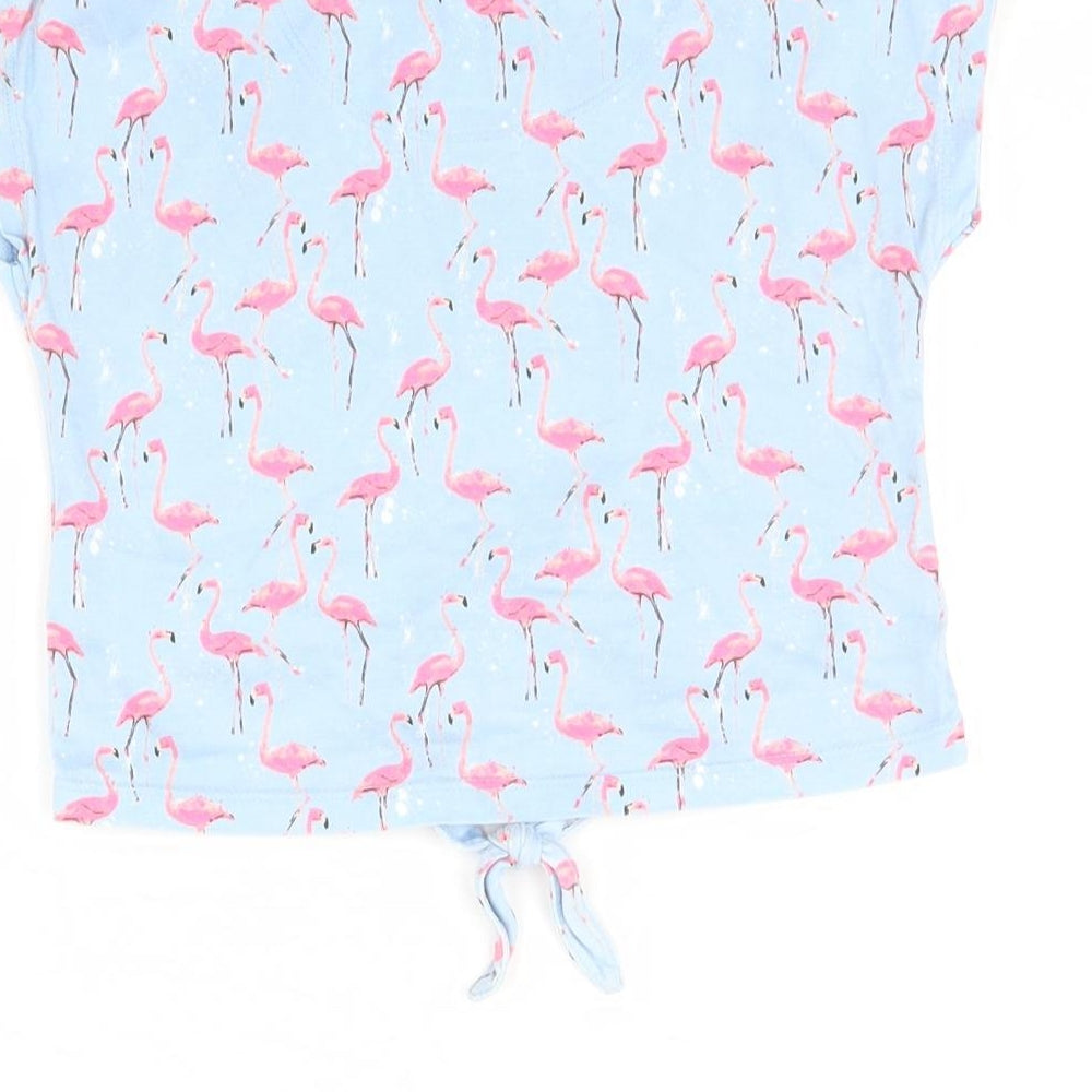 TU Girls Blue Animal Print Basic T-Shirt Size 4 Years - Flamingo