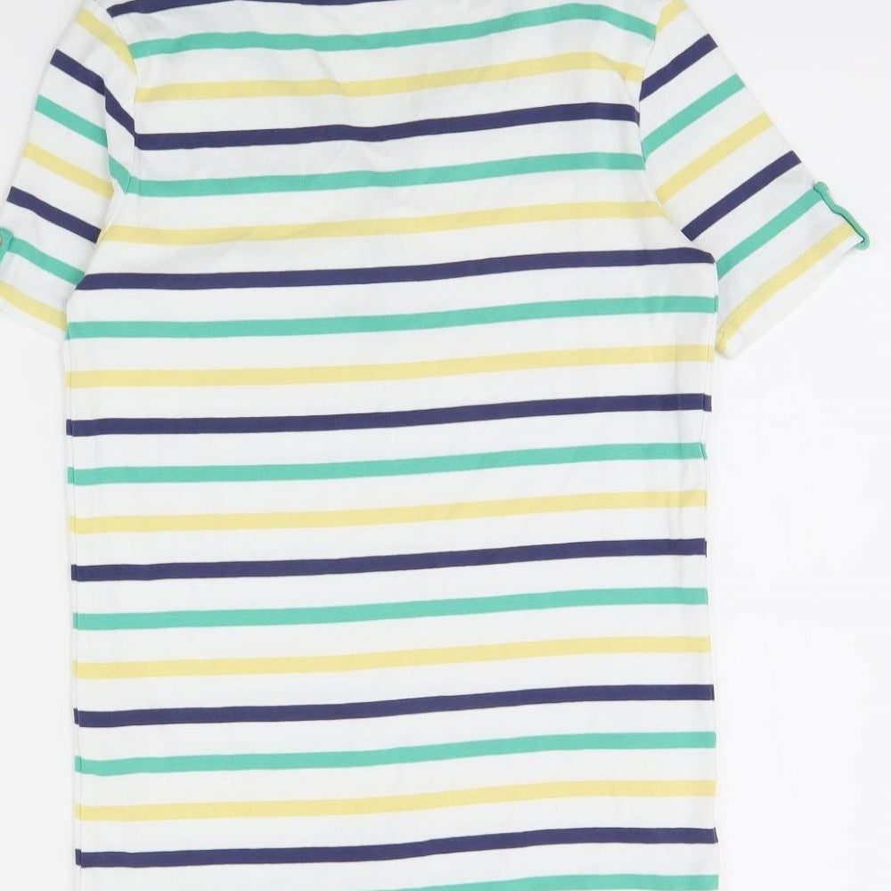 Damart Womens White Striped Basic Blouse Size 10