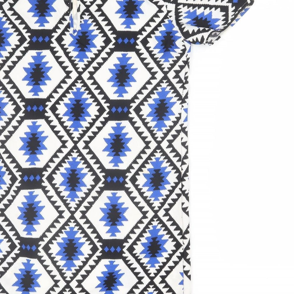 Daphnea Womens Blue Fair Isle T-Shirt Dress Size L