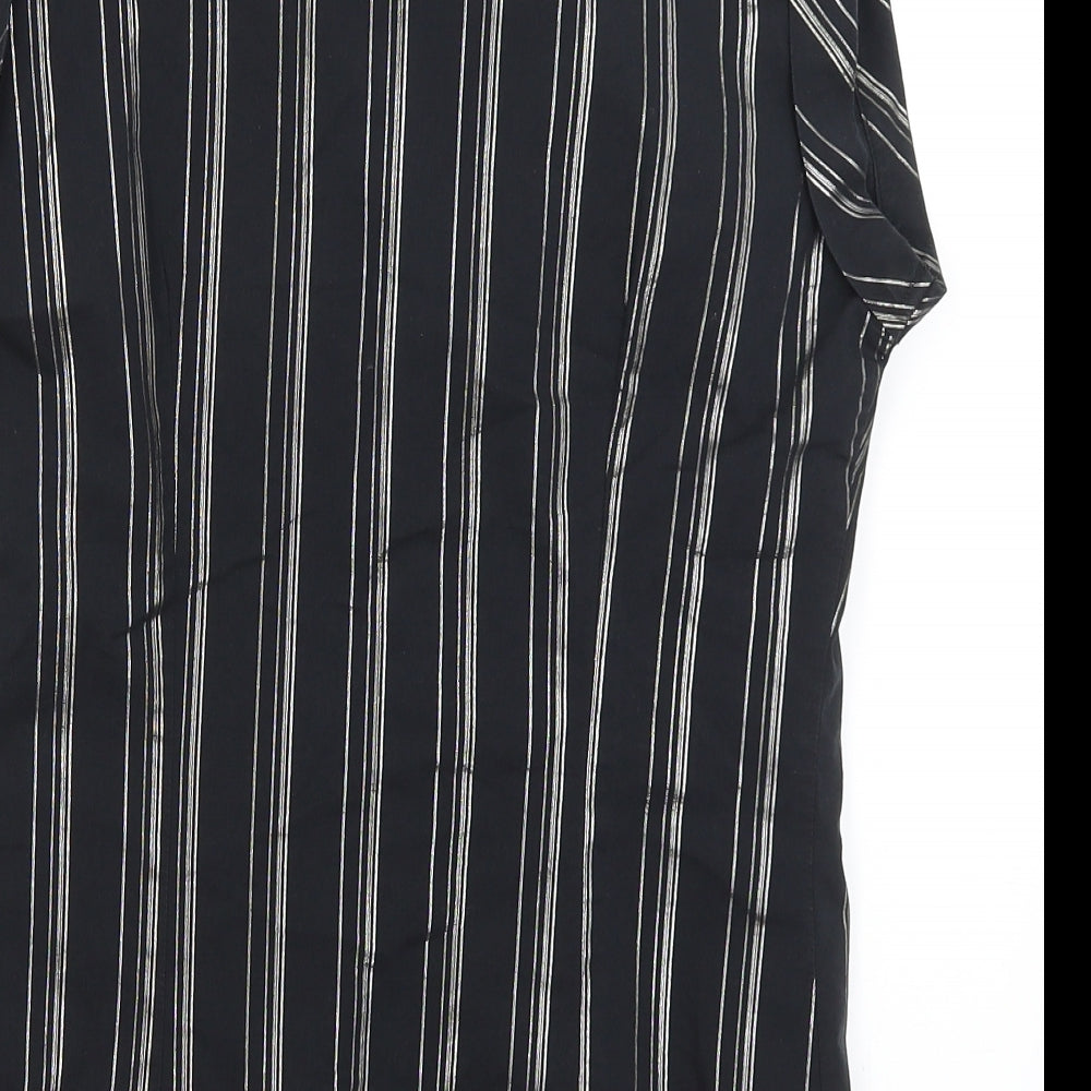 Kimono Womens Black Striped Tunic T-Shirt Size L
