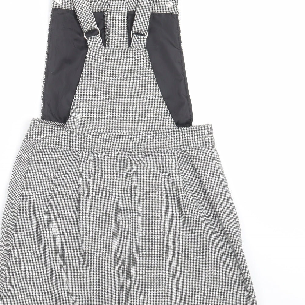 Divided by H&M Womens Grey Houndstooth Pinafore/Dungaree Dress Size 6
