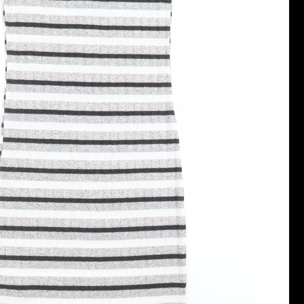 New Look Womens Grey Striped Knit Pencil Dress Size 10