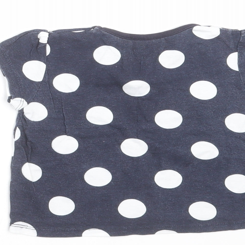 Young Dimension Girls Blue Polka Dot Basic T-Shirt Size 12-18 Months