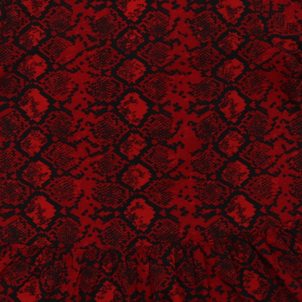 Capsule Womens Red Animal Print A-Line Size 14