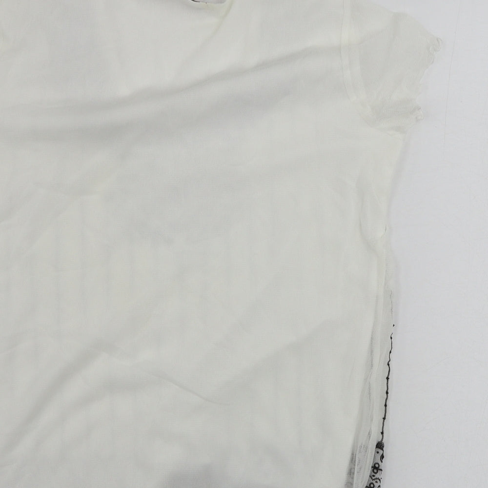 EWM Womens White Striped Basic T-Shirt Size M