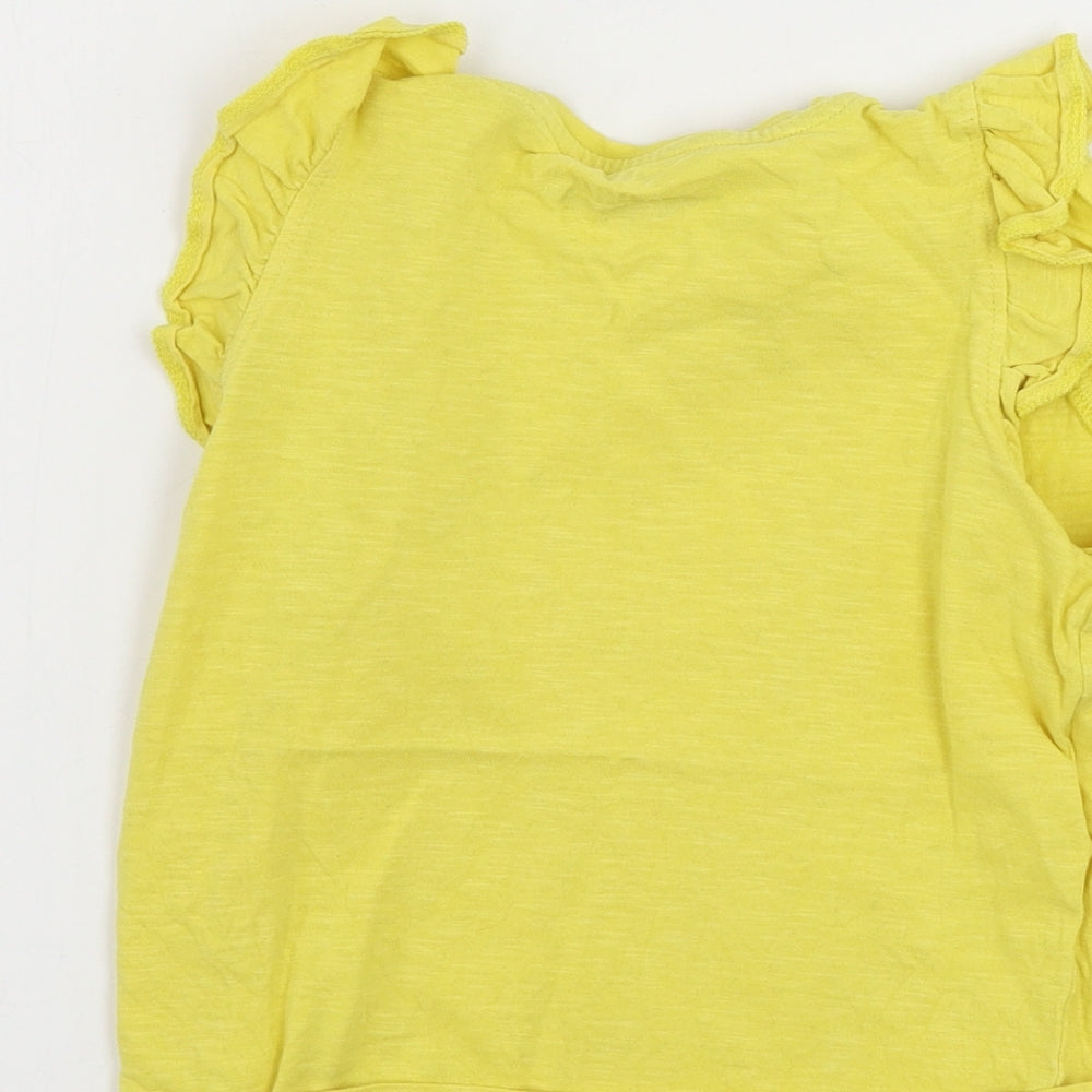 Marks & Spencer Girls Yellow Basic T-Shirt Size 6-7 Years