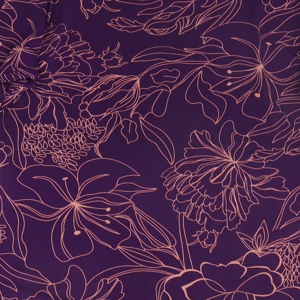 MR MAX Womens Purple Floral Basic Blouse Size M