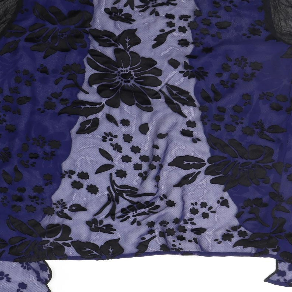 Topshop Womens Blue Floral Cardigan Jumper Size 8