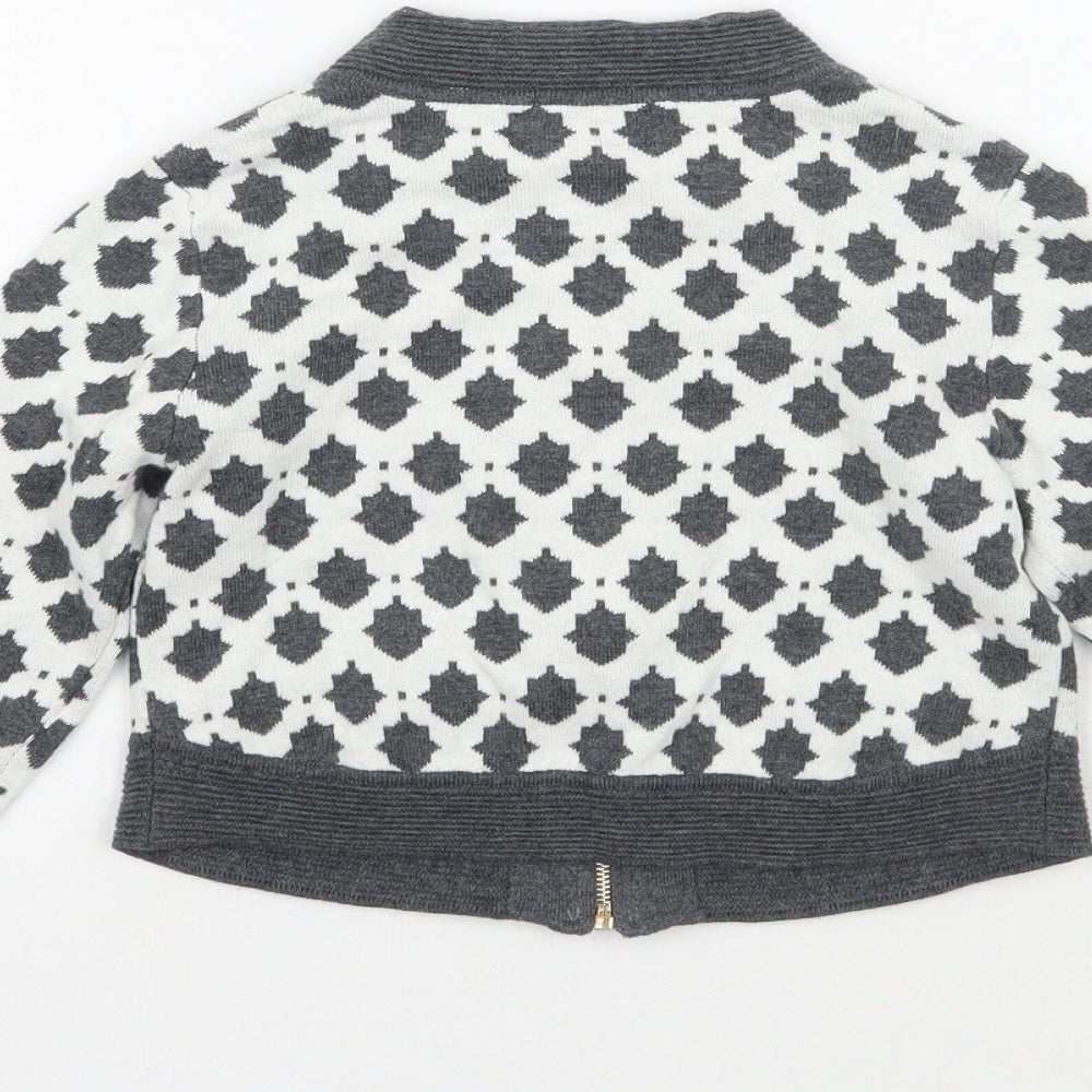 Trish Scully Child Girls White Geometric Jacket Coatigan Size 4 Years