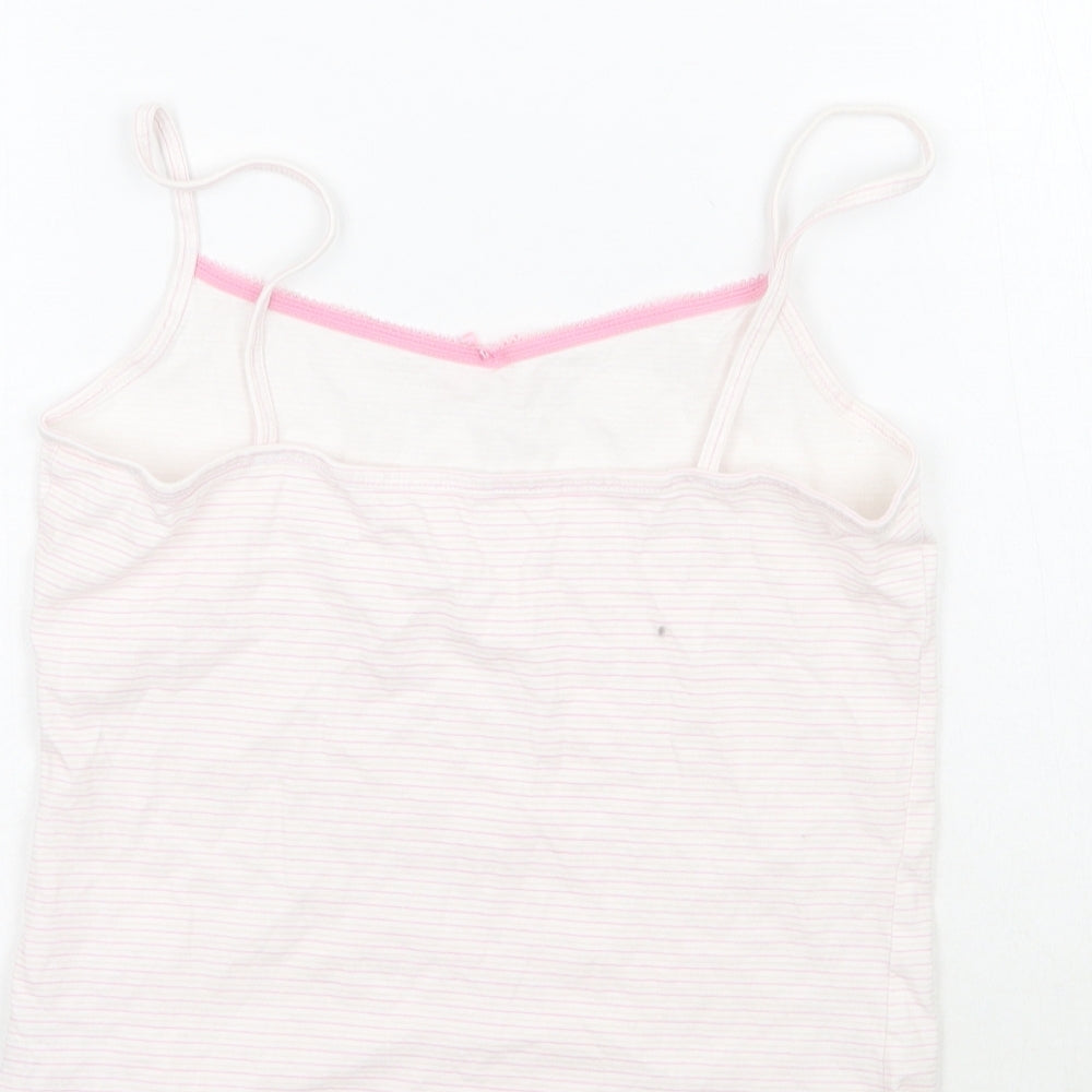 George Girls White Striped Basic T-Shirt Size 10-11 Years