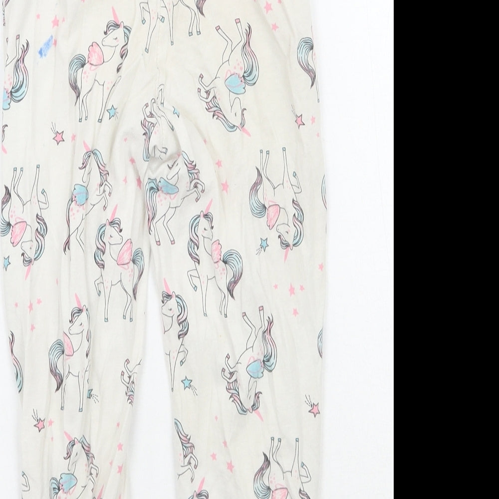 Matalan Girls White Geometric Pyjama Pants Size 3-4 Years