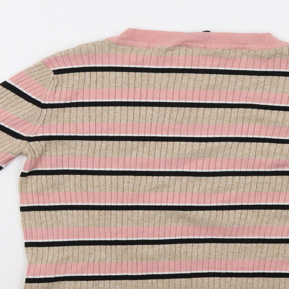 H&M Womens Beige Striped Pullover Jumper Size M