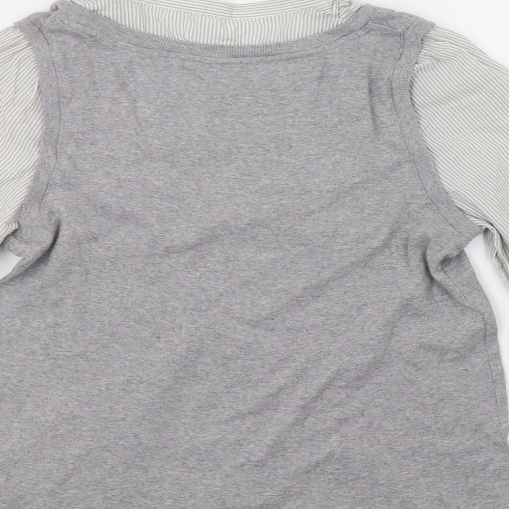 Marks & Spencer Womens Grey Striped Pullover Jumper Size 12