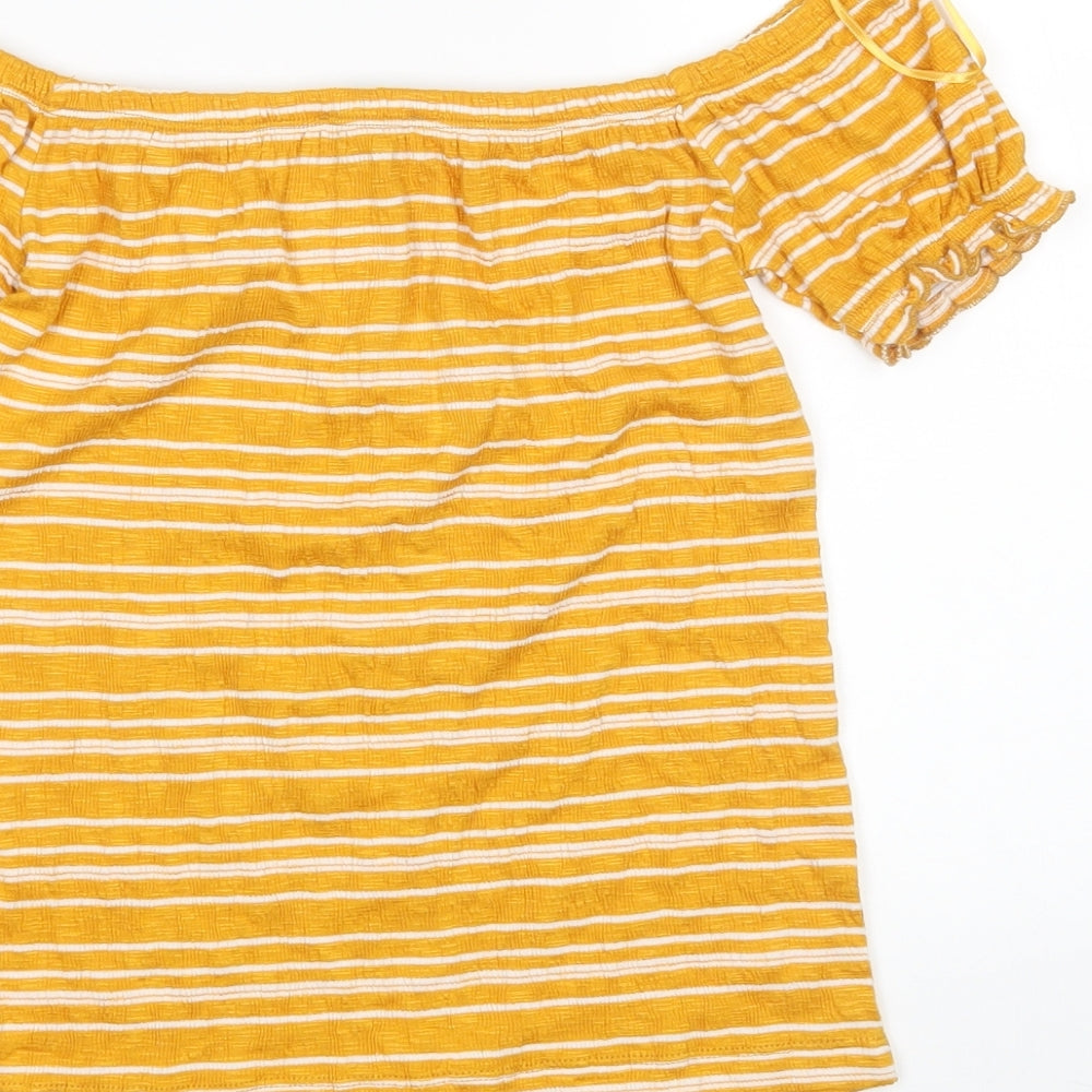 Select Womens Yellow Striped Pullover Jumper Size 12