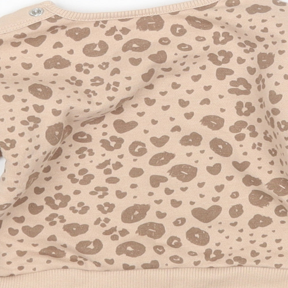 George Girls Brown Animal Print Pullover Jumper Size 0-3 Months